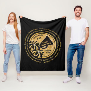 Black, Gold Cheerleading Coach Gifts, Personalized Fleece Blanket