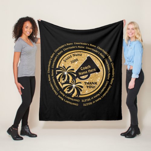 Black Gold Cheerleading Coach Gifts Personalized Fleece Blanket
