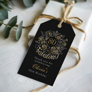 Black Gold Cheers And Beers Any Age Birthday Gift Tags