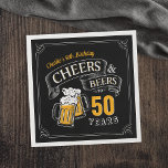Black Gold Cheers And Beers Any Age Birthday Napkins<br><div class="desc">Stylish cheers and beers to 50 years typography design in black,  gold and white,  custom it with your own text,  fun and unique,  great for any age adult birthday party for men,  or anniversary party for any occasion.</div>