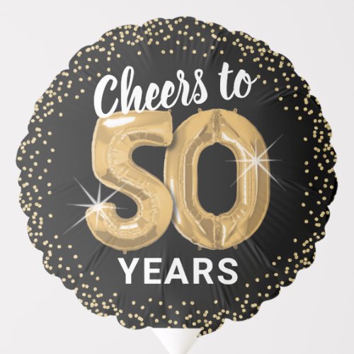 Black Gold Cheers to 50 Years Birthday Balloon