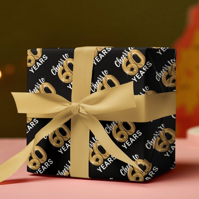 Black Gold Cheers to 60 Years Birthday Wrapping Paper Sheets (Creator Uploaded)