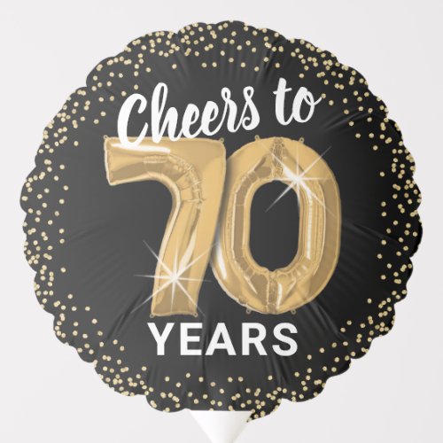 Black Gold Cheers to 70 Years Birthday Balloon