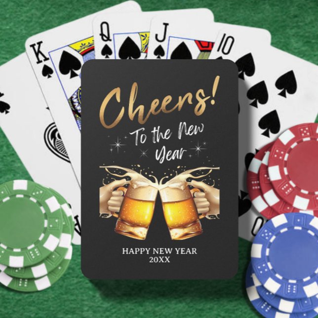 Black & Gold Cheers to New Years Eve Party 2024 Poker Cards (Black & Gold Cheers to New Years Eve Party 2024 Playing Cards)