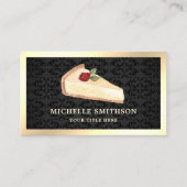 Black Gold Cheesecake Slice Pasty Chef Bakery Business Card (Front)