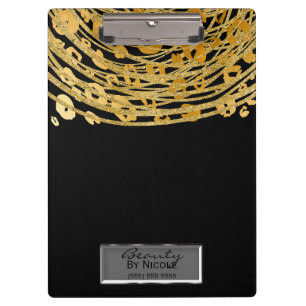 Black Gold Cheetah Leopard Glam Personalized Clipboard