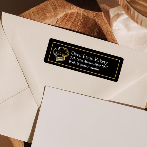 Black Gold Chef Hat Bakery Return Address Label