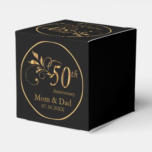 Black & Gold Chevron 50th Anniversary Favor Boxes