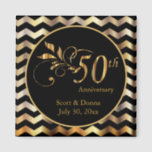 Black & Gold Chevron 50th Wedding Anniversary Magnet<br><div class="desc">Black & Gold Chevron 50th Wedding Anniversary Magnet. ⭐This Product is 100% Customizable. Graphics and text can be deleted, moved, resized, changed around, rotated, etc... 99% of my designs in my store are done in layers. This makes it easy for you to resize and move the graphics and text around...</div>