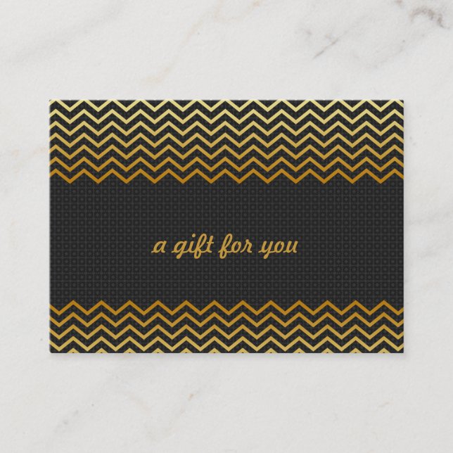 Black Gold Chevron Salon and Spa Gift Certificate (Front)