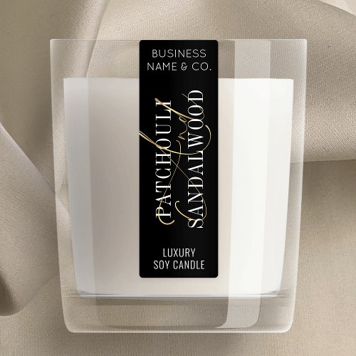 Black  Gold Chic Candle Jar Thin Vertical Label