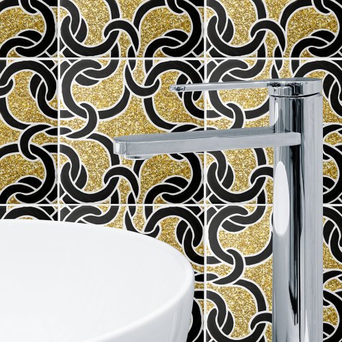  Black Gold Chic Celtic Knot Seamless Pattern Tile