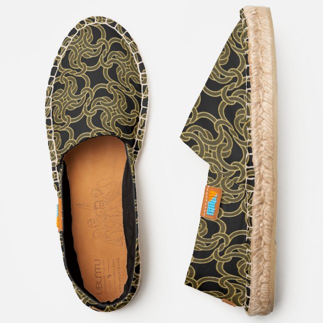  Black Gold Chic Celtic Knot Seamless Pattern Tile Espadrilles (Side)