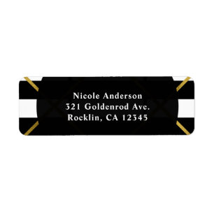Black & Gold Chic Glam Geometric Invitation Label