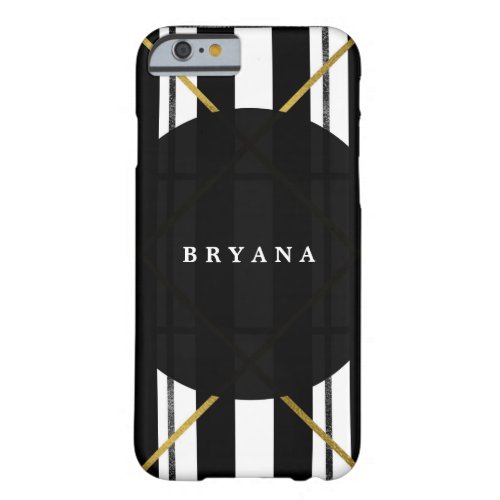 Black  Gold Chic Glam Geometric Modern Pattern Barely There iPhone 6 Case