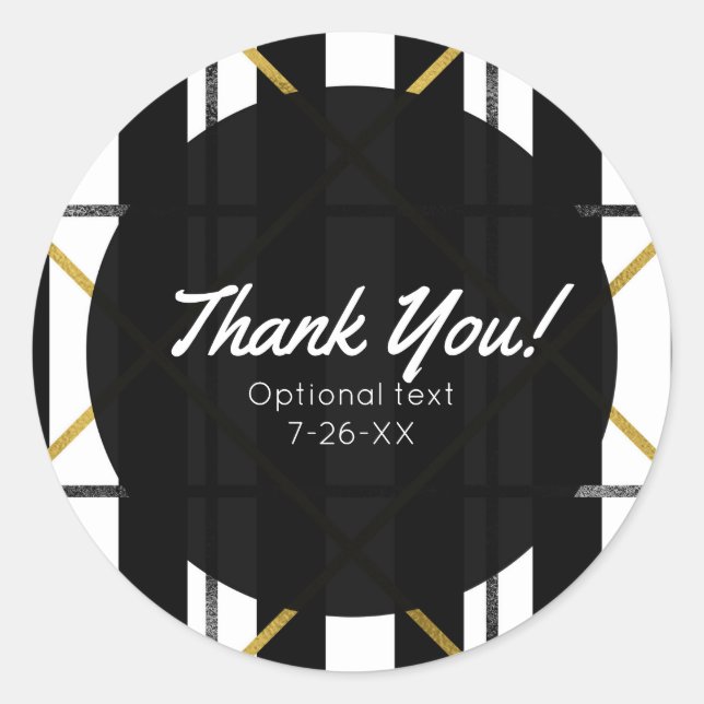 Black & Gold Chic Glam Geometric  Party Favor Classic Round Sticker (Front)