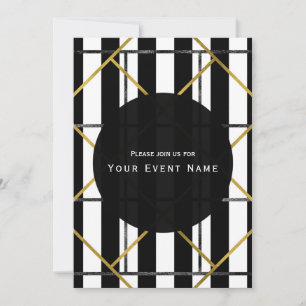 Black & Gold Chic Glam Geometric Party Invitations