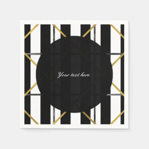 Black & Gold Chic Glam Geometric Party Napkins