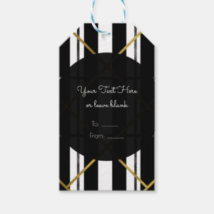 Black & Gold Chic Modern Geometric Party Favor Gift Tags