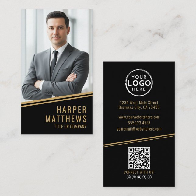 Black Gold Chic Real Estate Business Card (Front/Back)