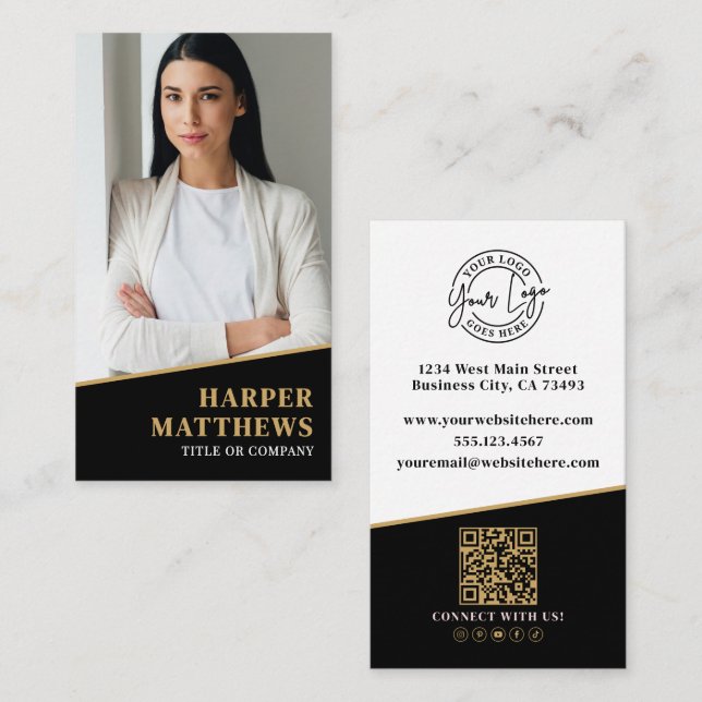 Black Gold Chic Real Estate Business Card (Front/Back)
