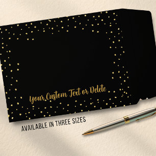 Black Gold Chic Sparkles Confetti Custom Text Envelope Mailers
