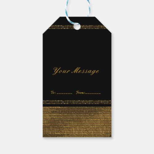 Black  Gold Chic Sparkling Glam Party Favor Gift Tags