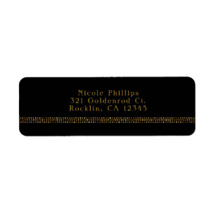 Black & Gold Chic Sparkling Glam Party Invitation Label