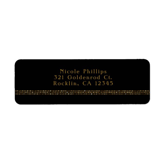 Black & Gold Chic Sparkling Glam Party Invitation Label (Front)