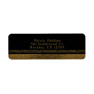Black & Gold Chic Sparkling Glam Party Invitation Label