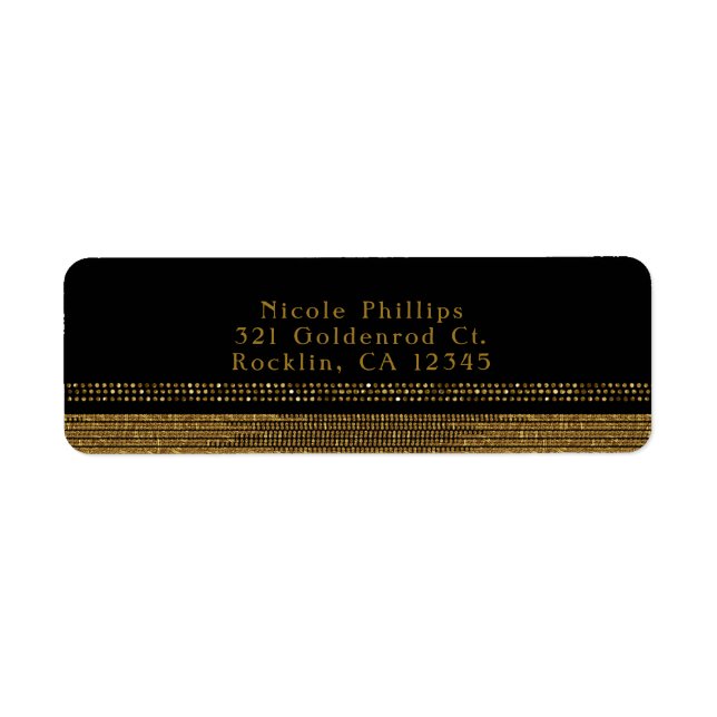 Black & Gold Chic Sparkling Glam Party Invitation Label (Front)