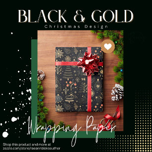 Black & Gold Christmas Design Wrapping Paper