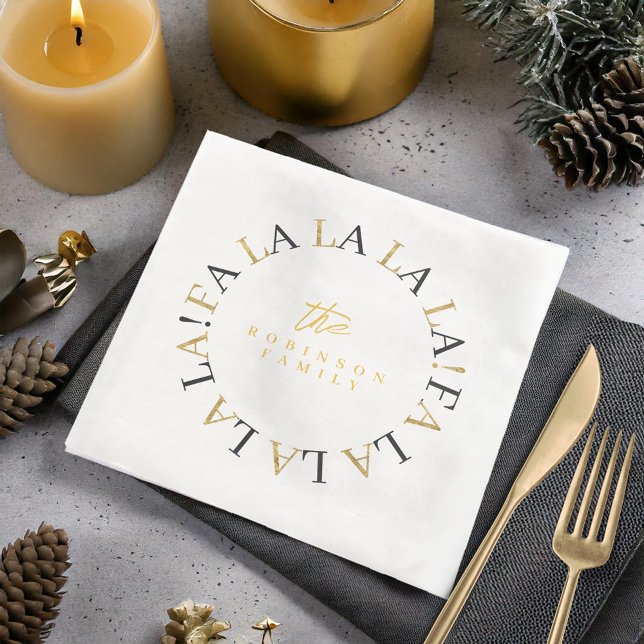 Black Gold Christmas Fa La La ID1009 Paper Dinner Napkins (Creator Uploaded)