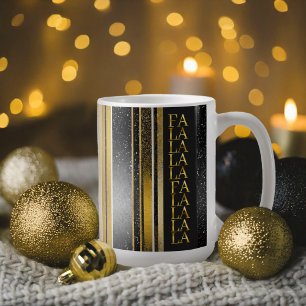 Black Gold Christmas Fa La La Pattern#27 ID1009 Coffee Mug