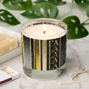 Black Gold Christmas Fa La La Pattern#27 ID1009 Scented Candle