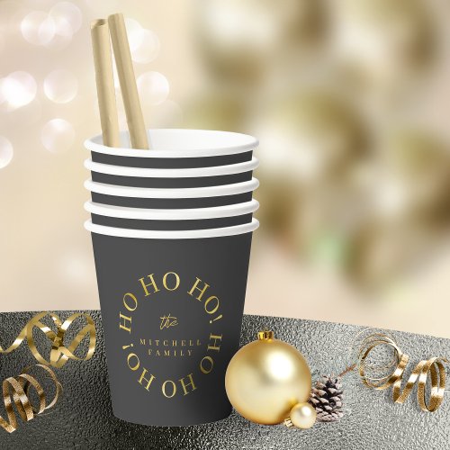 Black Gold Christmas Ho Ho Ho ID1009 Paper Cups