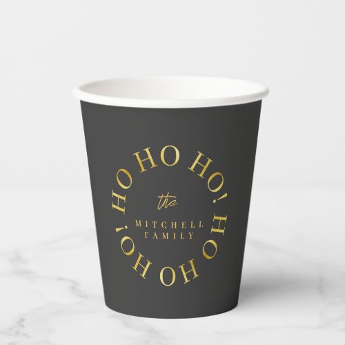 Black Gold Christmas Ho Ho Ho ID1009 Paper Cups