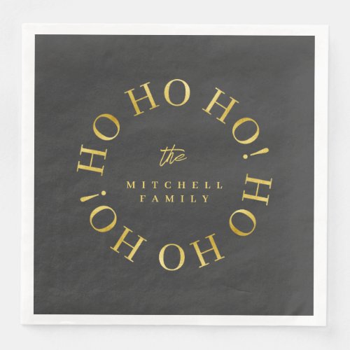 Black Gold Christmas Ho Ho Ho ID1009 Paper Dinner Napkins