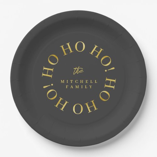 Black Gold Christmas Ho Ho Ho ID1009 Paper Plates