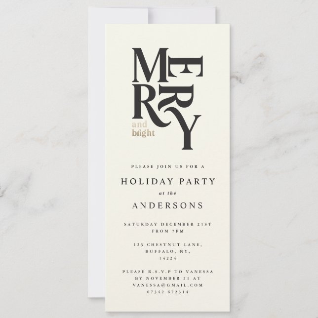 Black & gold Christmas holiday party invite (Front)