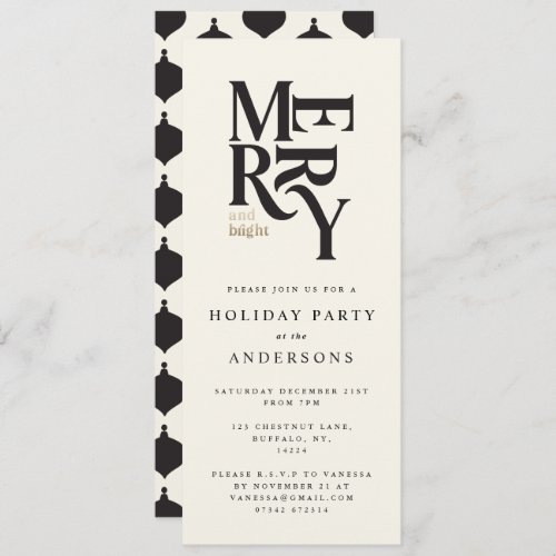 Black  gold Christmas holiday party invite