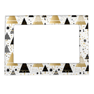 BLACK & GOLD CHRISTMAS HOLIDAY TREES MAGNETIC FRAME