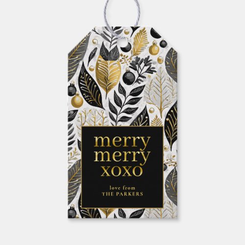 Black Gold Christmas Merry Merry Pattern21 ID1009 Gift Tags