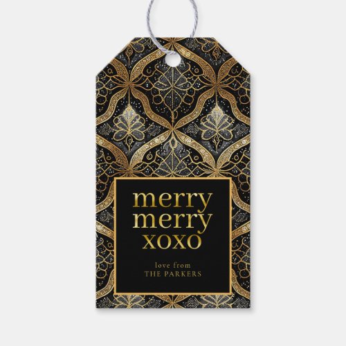 Black Gold Christmas Merry Merry Pattern31 ID1009 Gift Tags