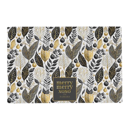 Black Gold Christmas Merry Pattern21 ID1009 Placemat