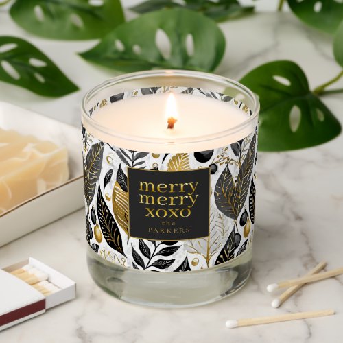 Black Gold Christmas Merry Pattern21 ID1009 Scented Candle