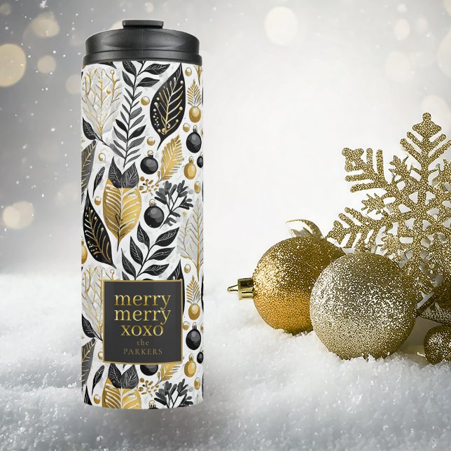 Black Gold Christmas Merry Pattern#21 ID1009 Thermal Tumbler (Creator Uploaded)