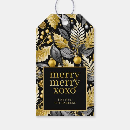 Black Gold Christmas Merry Pattern22 ID1009 Gift Tags