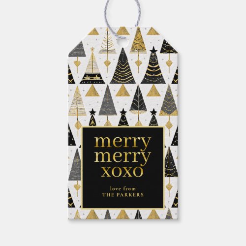Black Gold Christmas Merry Pattern25 ID1009 Gift Tags