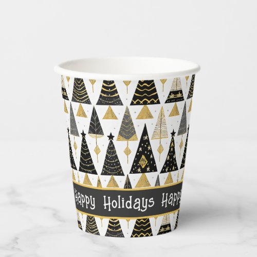Black Gold Christmas Merry Pattern25 ID1009 Paper Cups